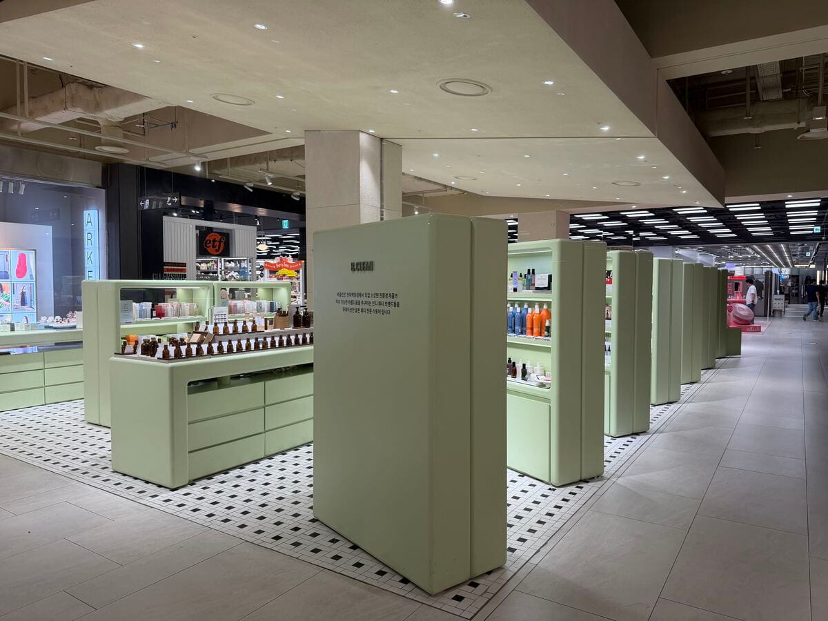Interior view of BeClean premium clean beauty select store at The Hyundai Seoul.