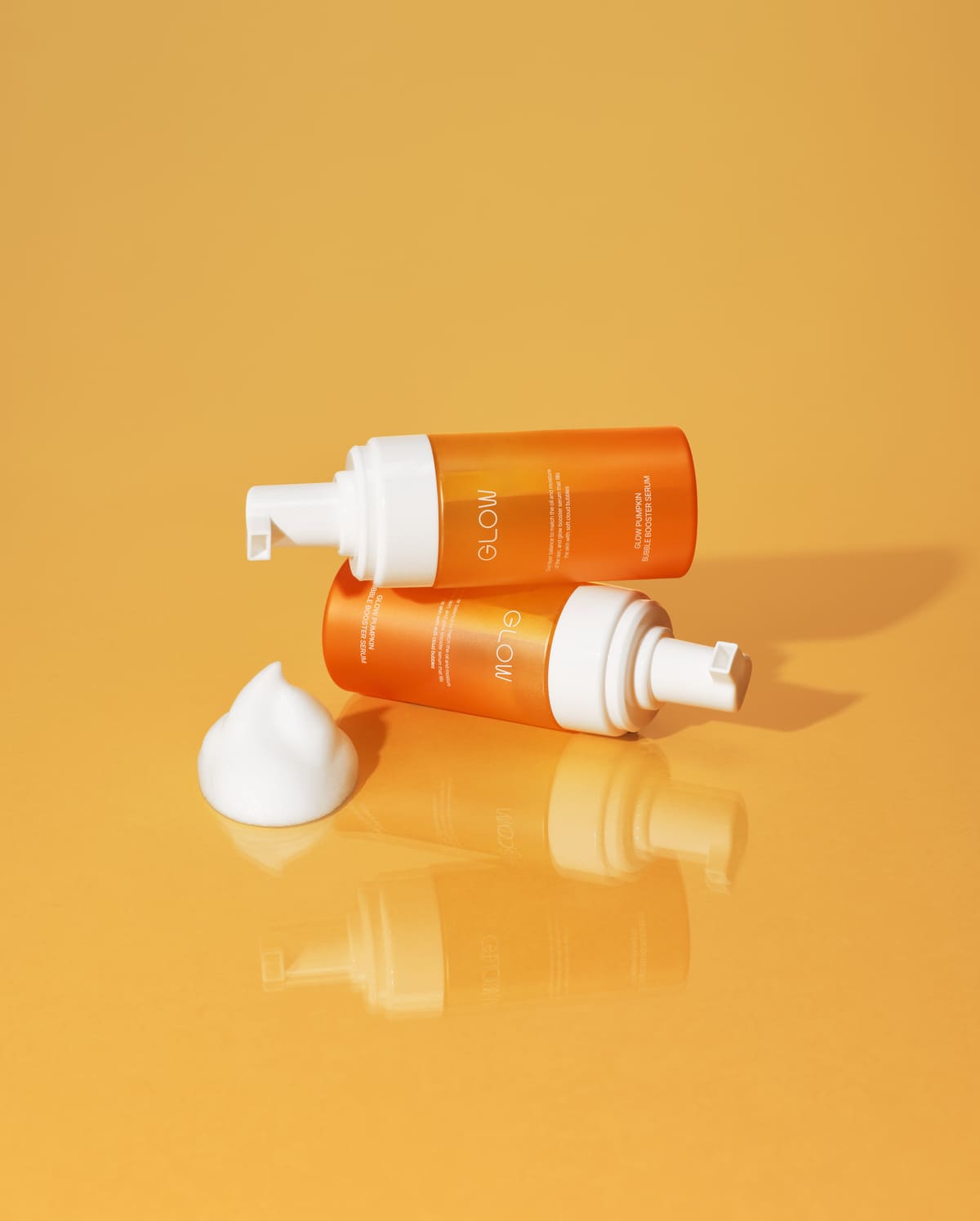 FAU Glow Pumpkin Bubble Booster Serum with refreshing cloud foam texture for daily hydration.